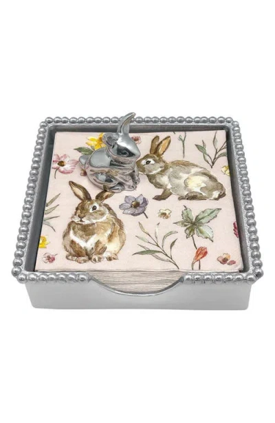 Mariposa Bunny Beaded Napkin Box Set In Silver