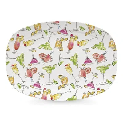 Mariposa But First...cocktails Platter In White,pink,yellow,green