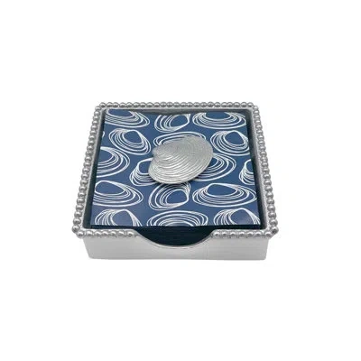 Mariposa Clam Beaded Napkin Box Set In Silver