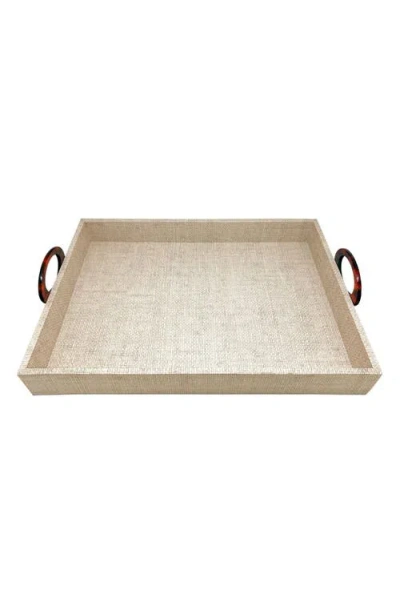 Mariposa Coconut Grove Faux Grasscloth Tray In Brown