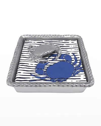 Mariposa Crab Rope Napkin Box In Metallic