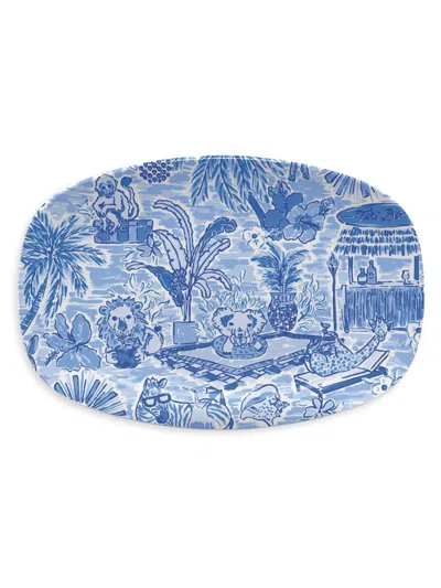 Mariposa Decorative Style Animal Vacay Platter In Blue