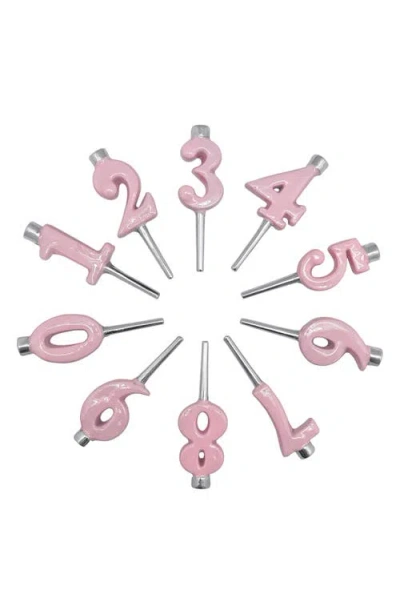 Mariposa Enamel Recycled Aluminum Number Candleholder Set In Pink
