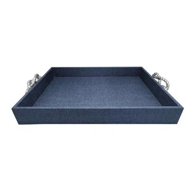 Mariposa Faux Grasscloth Indigo Tray