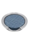 Mariposa Faux Grasscloth Signature Coaster Set In Blue
