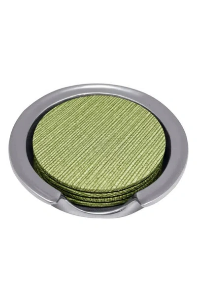 Mariposa Faux Grasscloth Signature Coaster Set In Green