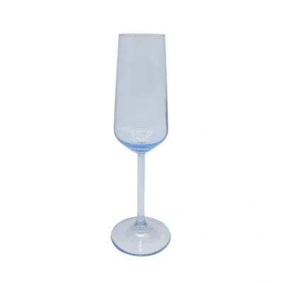 Mariposa Fine Line With White Rim Champagne Flute Glass Set Of 4 In Light Blue