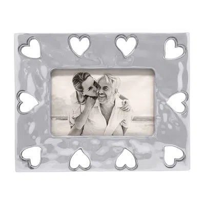 Mariposa First Comes Love Open Heart Border Picture Frame In Silver