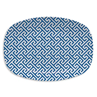 Mariposa Fretwork Platter In Blue