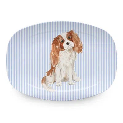 Mariposa Friends Cavalier Platter In Blue,white,brown