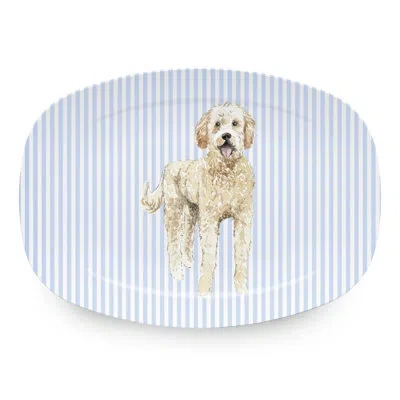 Mariposa Friends Goldendoodle Platter In Blue,white,beige