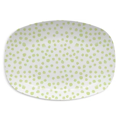 Mariposa Green Dotty Platter In White