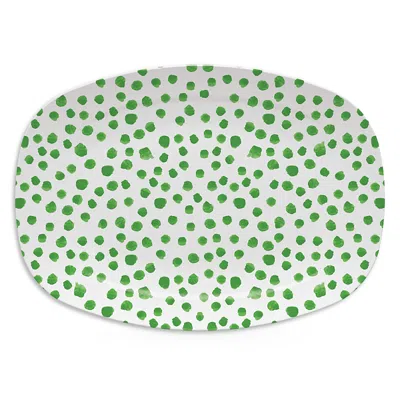 Mariposa Green Simple Stripes Platter