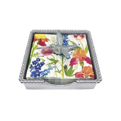 Mariposa Gregarious Garden Hummingbird Beaded Napkin Holder In Green;silver
