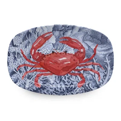 Mariposa Hiding Crab Platter In Blue