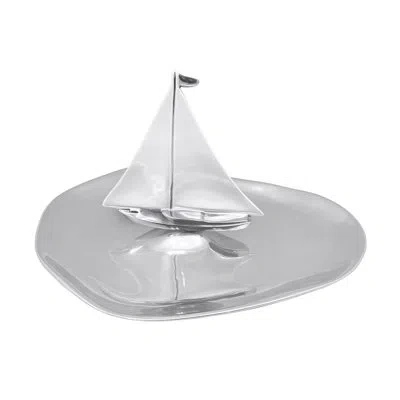 Mariposa High Seas Aluminum Platter In Silver