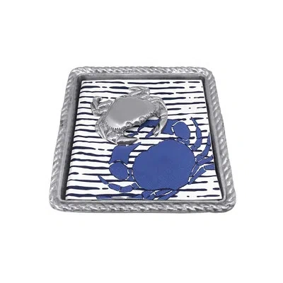 Mariposa High Seas Crab Twist Napkin Holder In Blue;silver