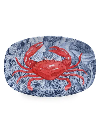 Mariposa High Seas Hiding Crab Platter In Blue