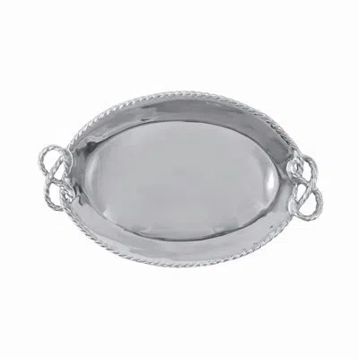 Mariposa High Seas Rope Oval Serving Tray In Silver