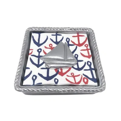 Mariposa High Seas Sailboat Twist Napkin Holder In Blue;red;silver