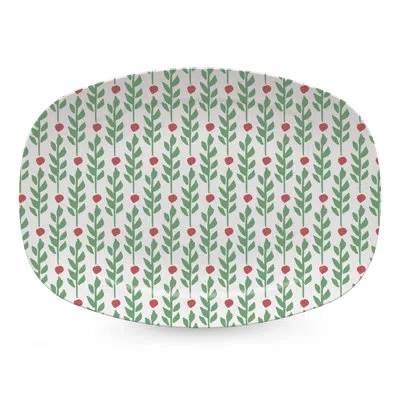 Mariposa Holly Berries Platter In Green
