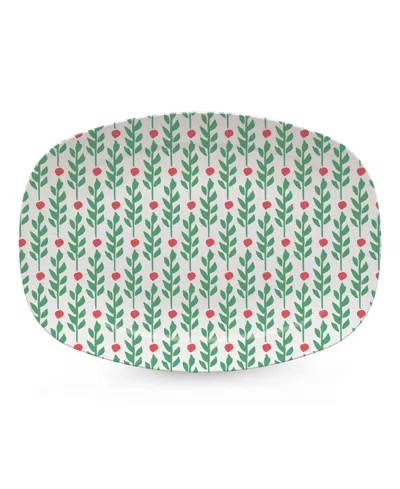 Mariposa Holly Berries Resin Serving Platter In Green