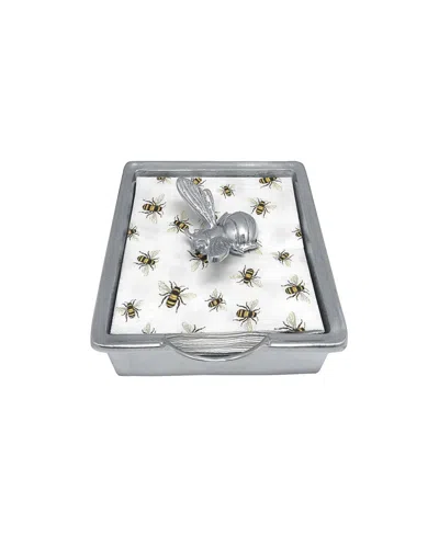 Mariposa Honeybee Signature Napkin Box Set In Silver