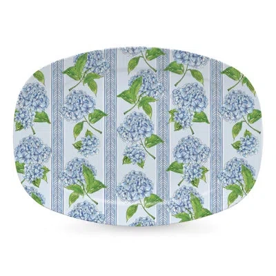 Mariposa Hydrangea Platter In Blue,green,white