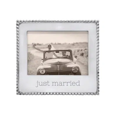 Mariposa Just Married Beaded 5x7 Frame In Silver