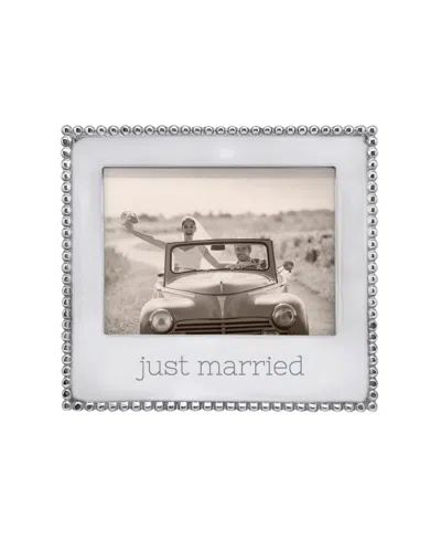 Mariposa Just Married Beaded Aluminum Frame, 5" X 7" In White