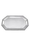 Mariposa Pearled-border Large Rectangular Octagonal Tray In Silver