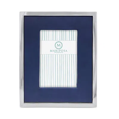 Mariposa Leather With Metal Border Frame, 4 X 6 In Gray