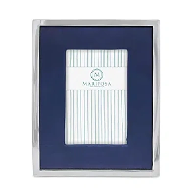 Mariposa Leather With Metal Border Frame, 4 X 6 In Blue