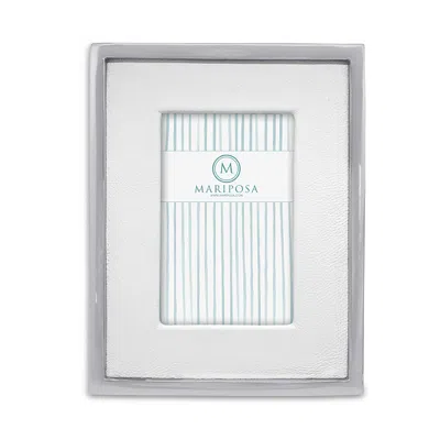 Mariposa Leather With Metal Border Frame, 4 X 6 In White