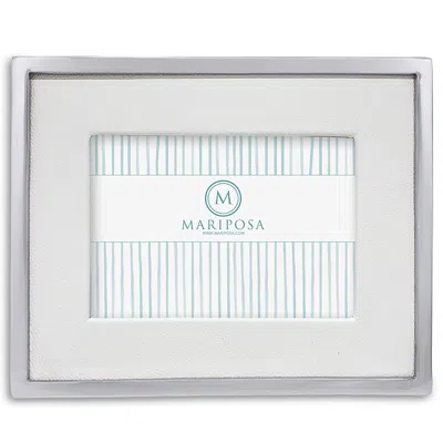 Mariposa Leather With Metal Border Frame, 5 X 7 In White