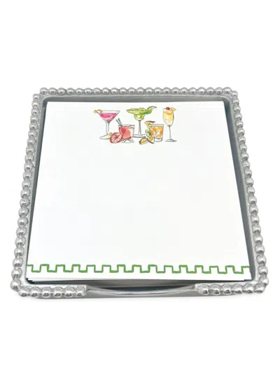 Mariposa Let's Celebrate But First Cocktails Beaded Notepad Set In Metallic