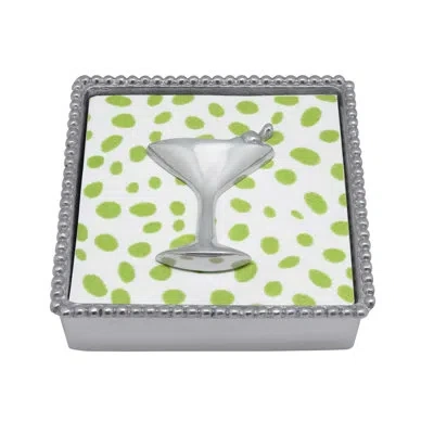 Mariposa Let's Celebrate Cocktail Beaded Napkin Holder In Green;white;silver