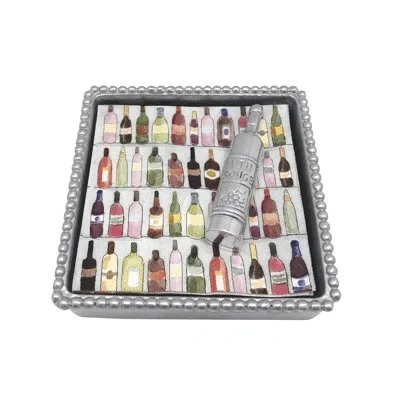Mariposa Let's Celebrate Wine Bottle Beaded Napkin Holder In Silver