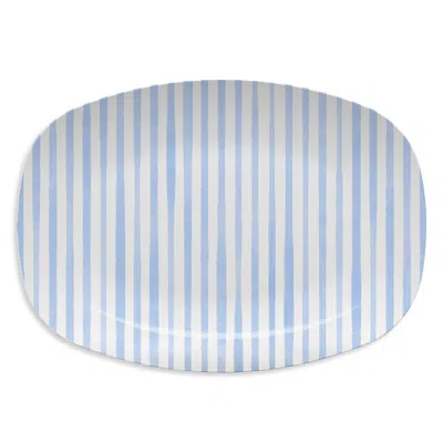 Mariposa Light Blue Simple Stripes Platter
