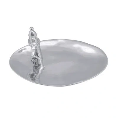 Mariposa Lighthouse 3d Oval Platter In Silver