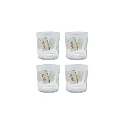 Mariposa Mahjong Tiles Suite Of 4 Double Old Fashioned Glasses In Clear
