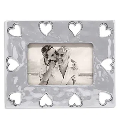 Mariposa First Comes Love Open Heart Border 4x6 Frame In Silver