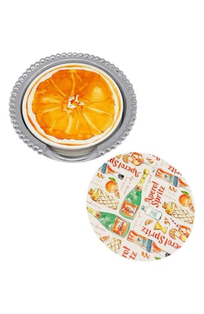 Mariposa Orange & Aperol Spritz Beaded Coaster Set In Multi
