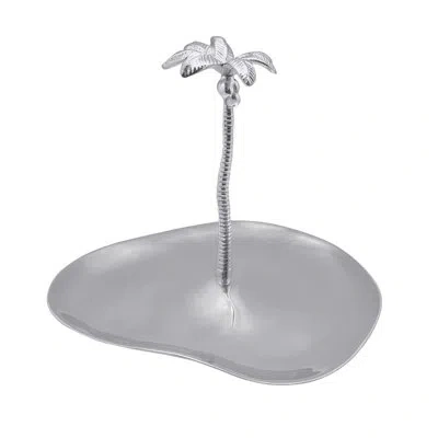 Mariposa Palmy Nights Aluminum Platter In Silver