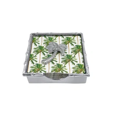 Mariposa Palmy Nights Palm Tree Bamboo Napkin Holder In Blue;green;silver