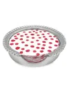 Mariposa Patterns That Play Dotty & Stripe Beaded Coaster Set In Red Silver