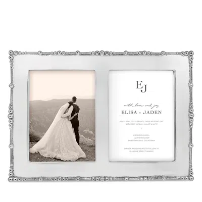 Mariposa Pearl Drop Double 5 X 7 Picture Frame In Silver