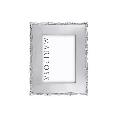 Mariposa Pearl Drop Engravable Picture Frame In Silver