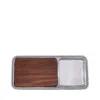 Mariposa Pearled Cheese & Cracker Server With Dark Wood Insert In Walnut/silver