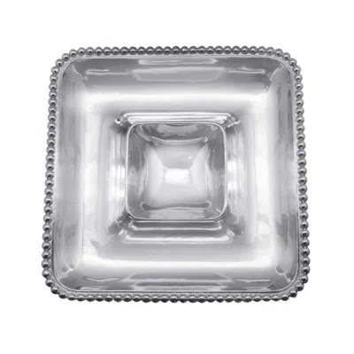 Mariposa Pearled Chip And Dip Platter In Silver